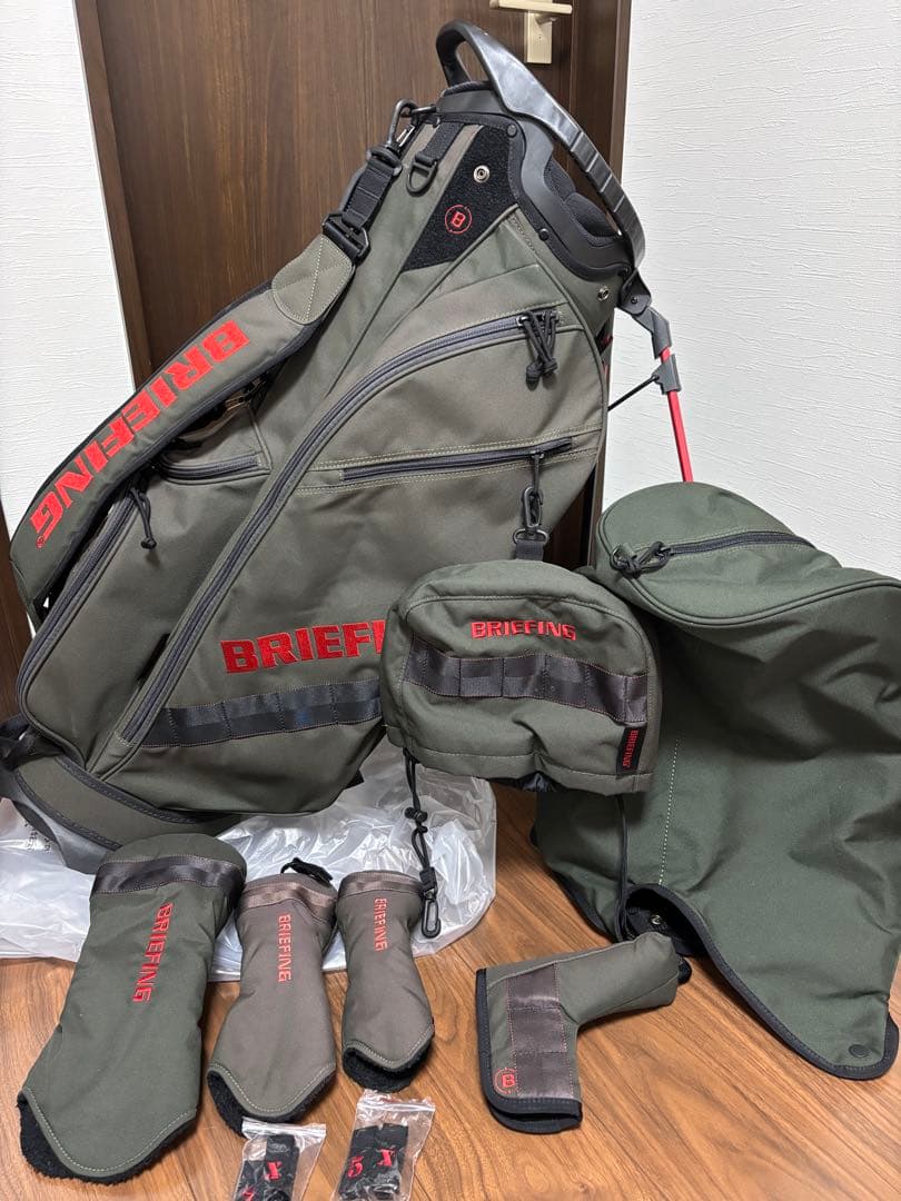 ブリーフィング　CR-02 キャディバッグ オリーブグリーン　ヘッドカバーセット