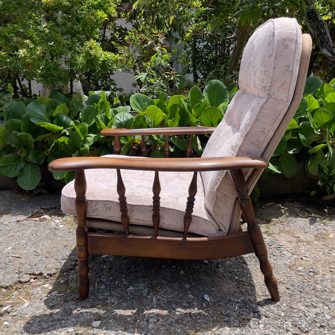 ① カリモク リクライニングチェア パーソナルチェア チェア 花柄　コロニアル