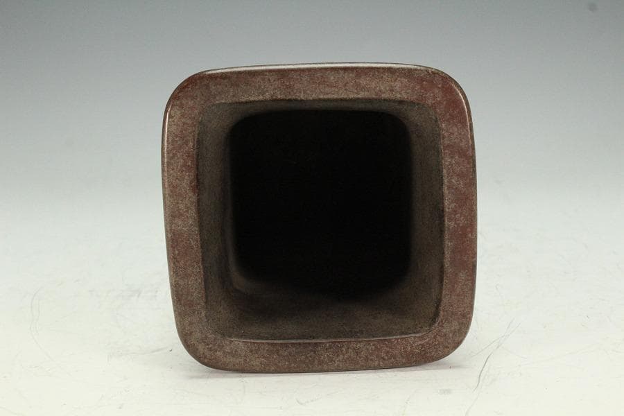 中国美術 鐡画軒 紫泥 刻題詞 筆筒 文房四宝(K-YC564)