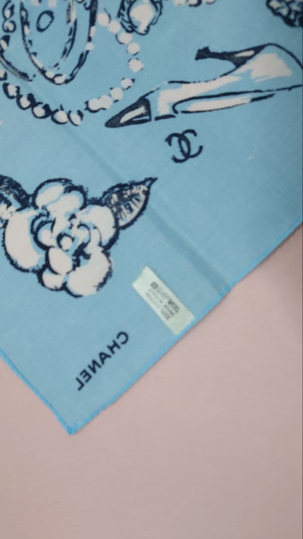 ★シャネル　CHANEL　コットン　ハンカチーフ　ミニスカーフ　ヴィンテージ
