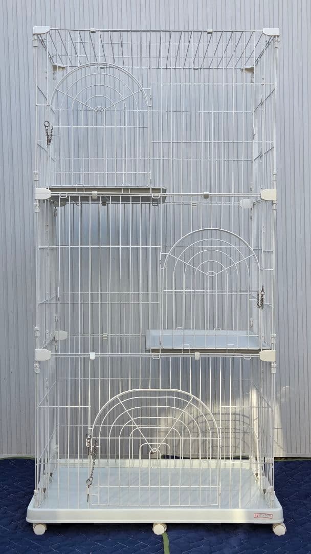 直接引き取り限定アイリスオーヤマ PEC-903 ホワイトキャットケージ 3段