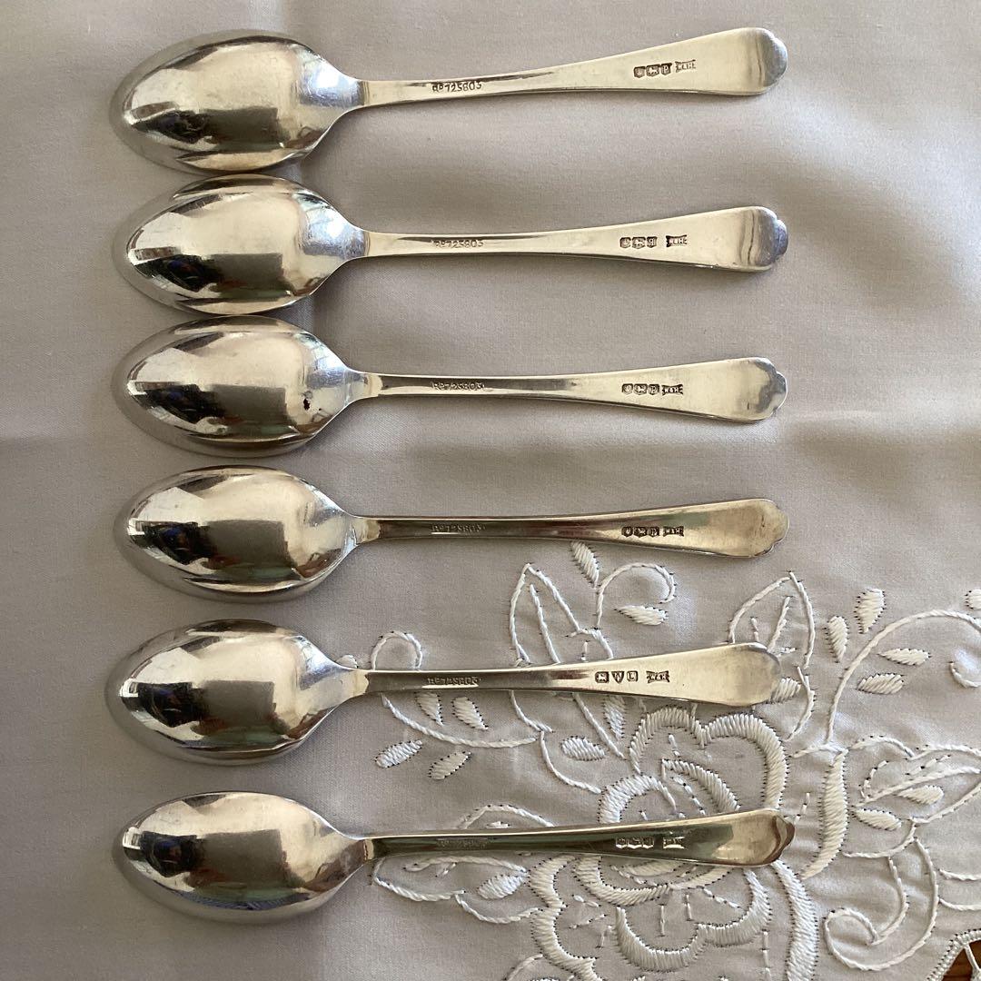 【ひろちゃん】英国　純銀　コーヒースプーン　　6本セット