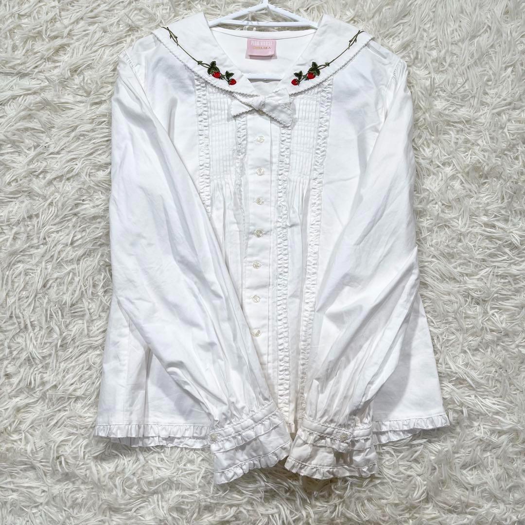 719 ピンクハウス チェルシー チェリー柄 ブラウス チェック ワンピース M