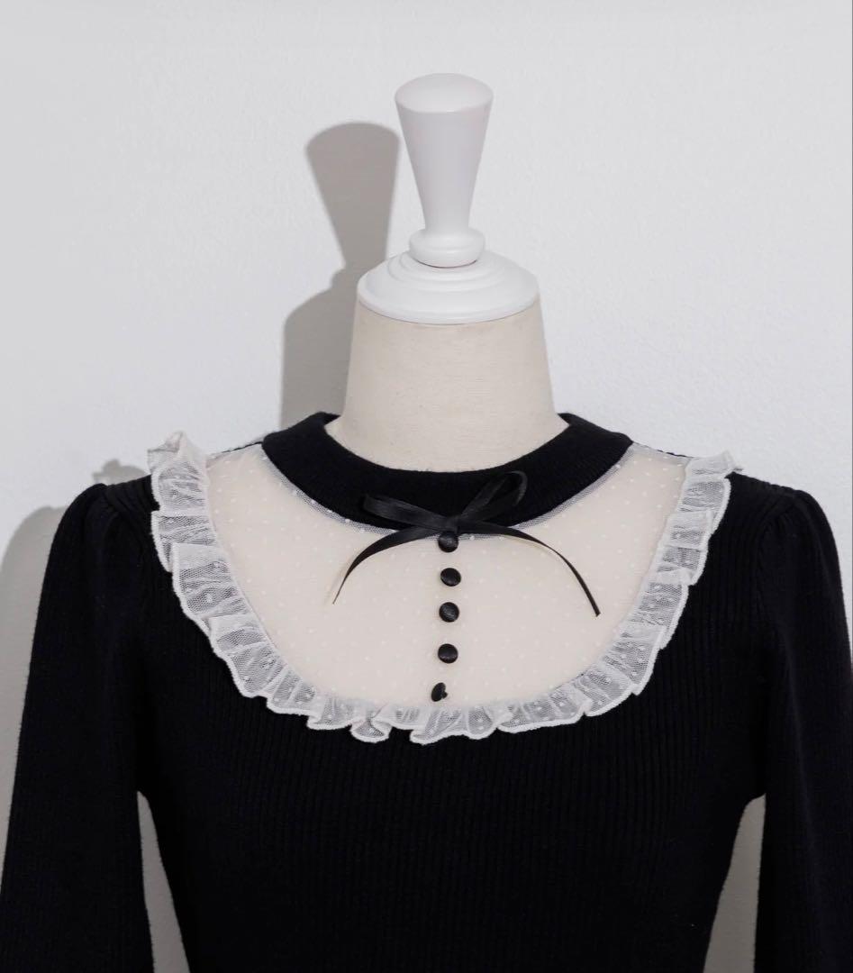 Pium チュールフリルドーリーニットワンピース