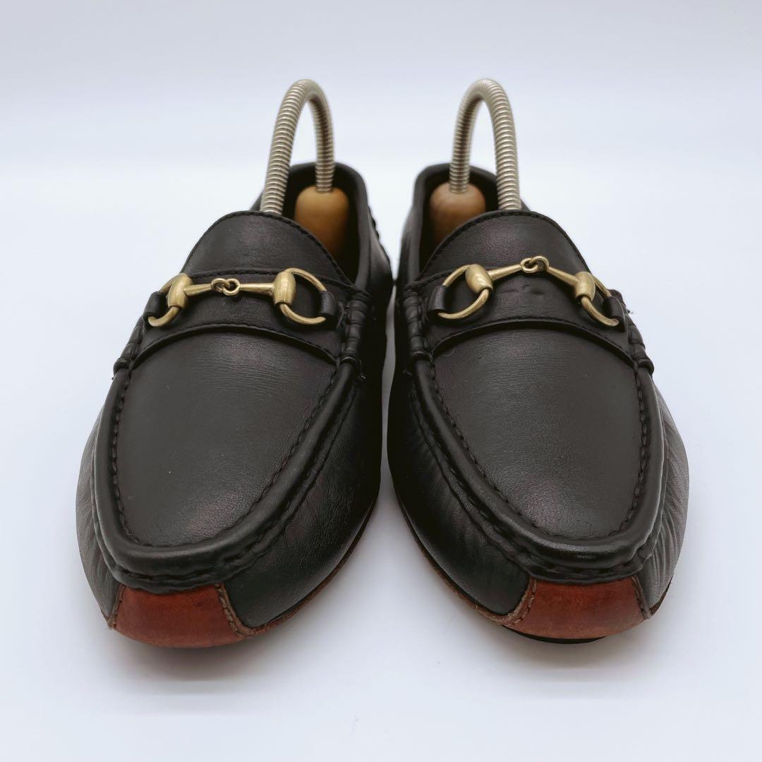 GUCCI ブラックレザー ホースビット ドライビングシューズ