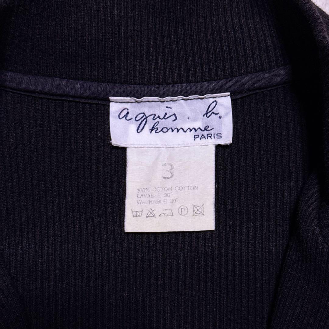 90s【美品】アニエスベーオム ハーフジップ ドライバーズニット ブラック 仏製