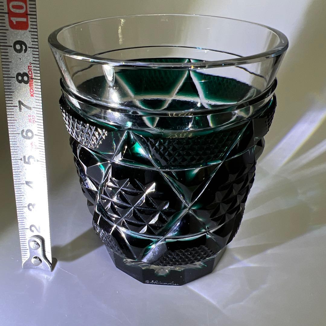 島津磯斉　薩摩切子オールドファッションタンブラー　共箱　東Y7-1203☆1F