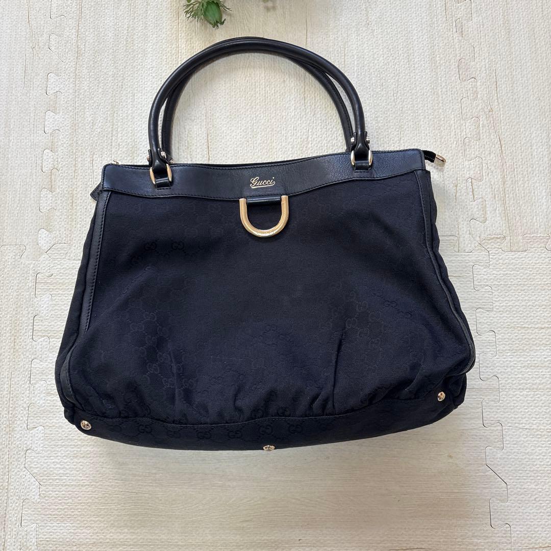 GUCCI グッチ　レザー×キャンバス地　ゴールド金具