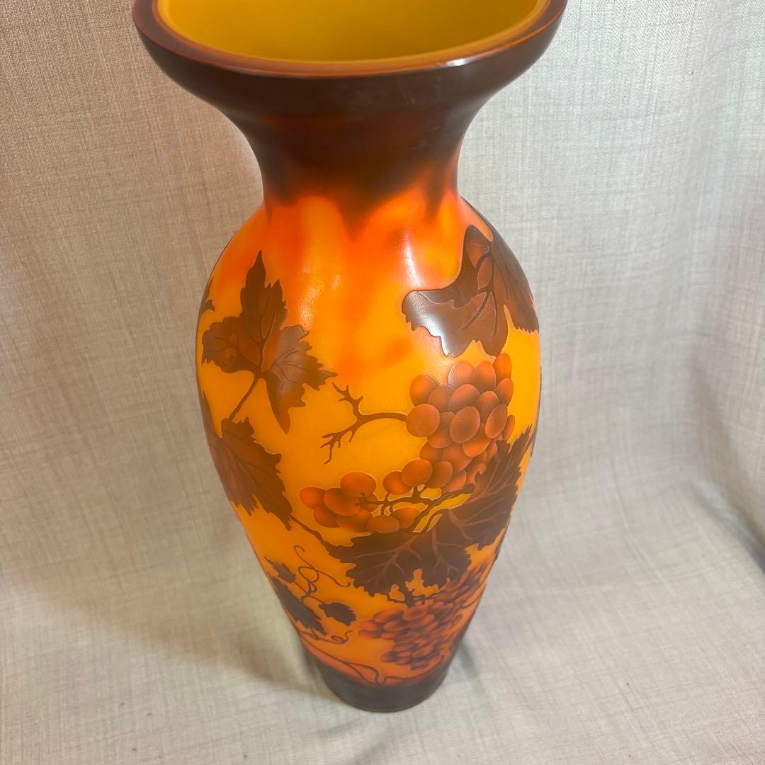 ガレ風 花瓶 ガラス細工 グレープ フラワーベース アンティーク 西洋 欧風