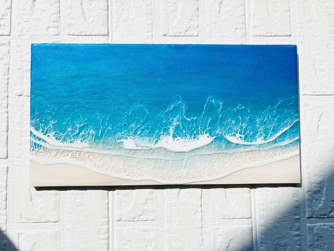 頑張りすぎる方へ　深呼吸する海　海レジンアート 42×22cm