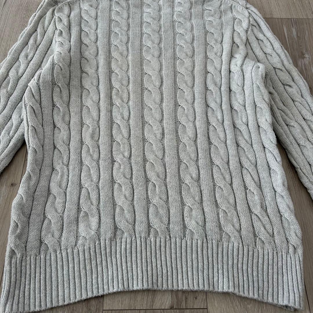 【現行タグ】ポロラルフローレン ケーブルニット セーター 灰色 紺 S