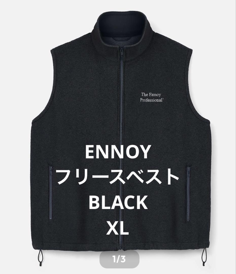 エンノイ　フリースベスト　ブラック　XL
