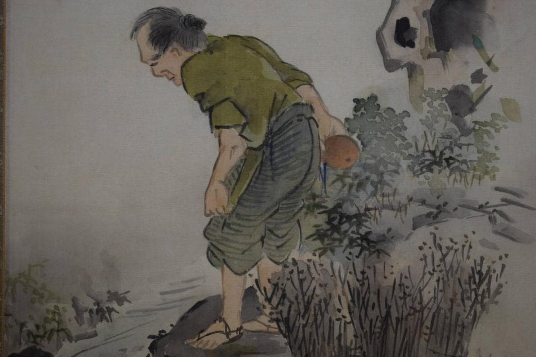 真作/里見雲嶺/養老の瀧/布袋屋掛軸HG-422