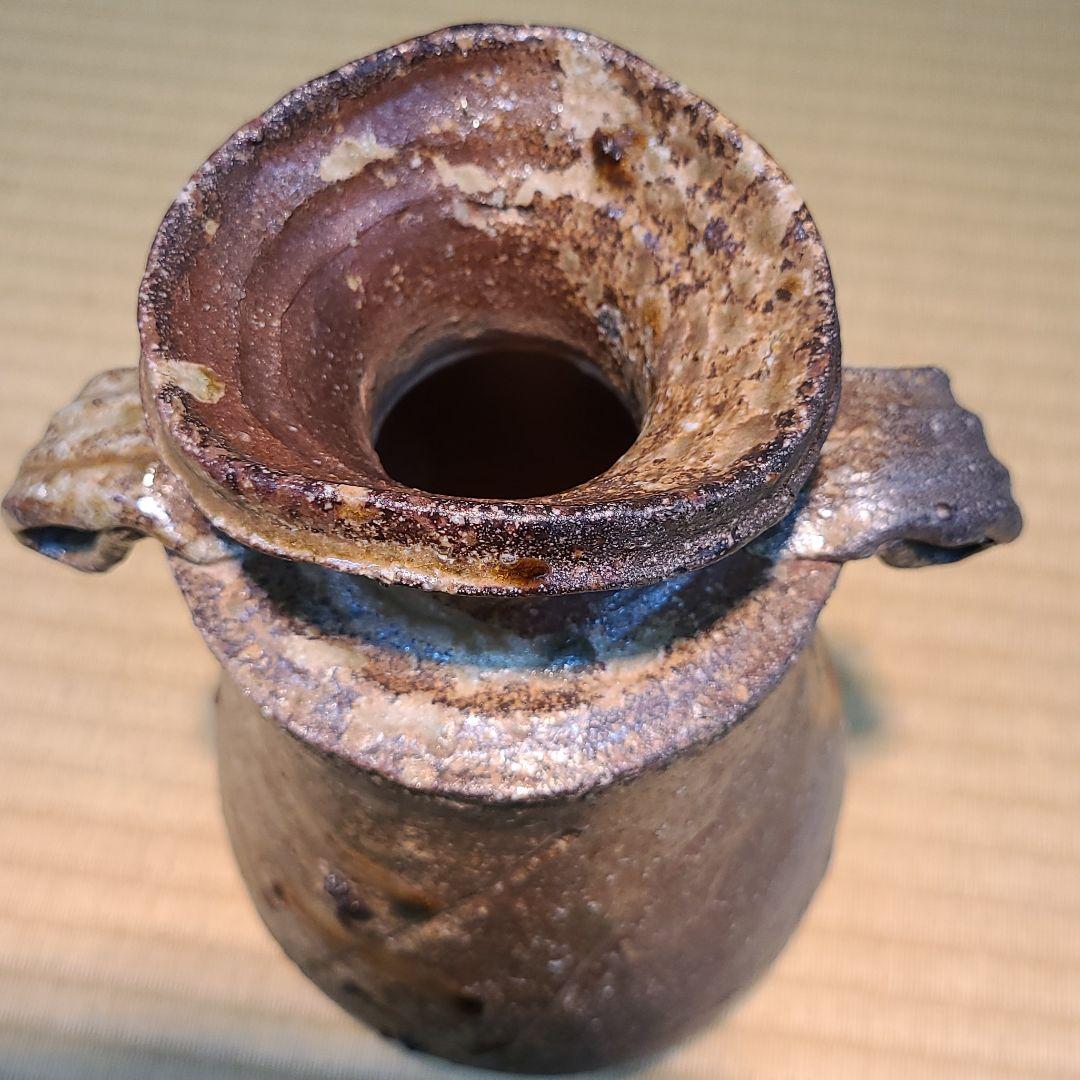 信楽焼 高橋楽斉作 耳付花入 高さ8寸（約24cm） 共箱 本物保証