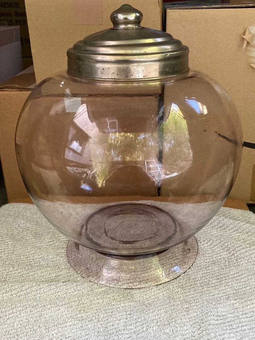 ぼってり美しい 薄紫の地球瓶 菓子瓶 菓子びん ガラス 昭和レトロ アンティーク