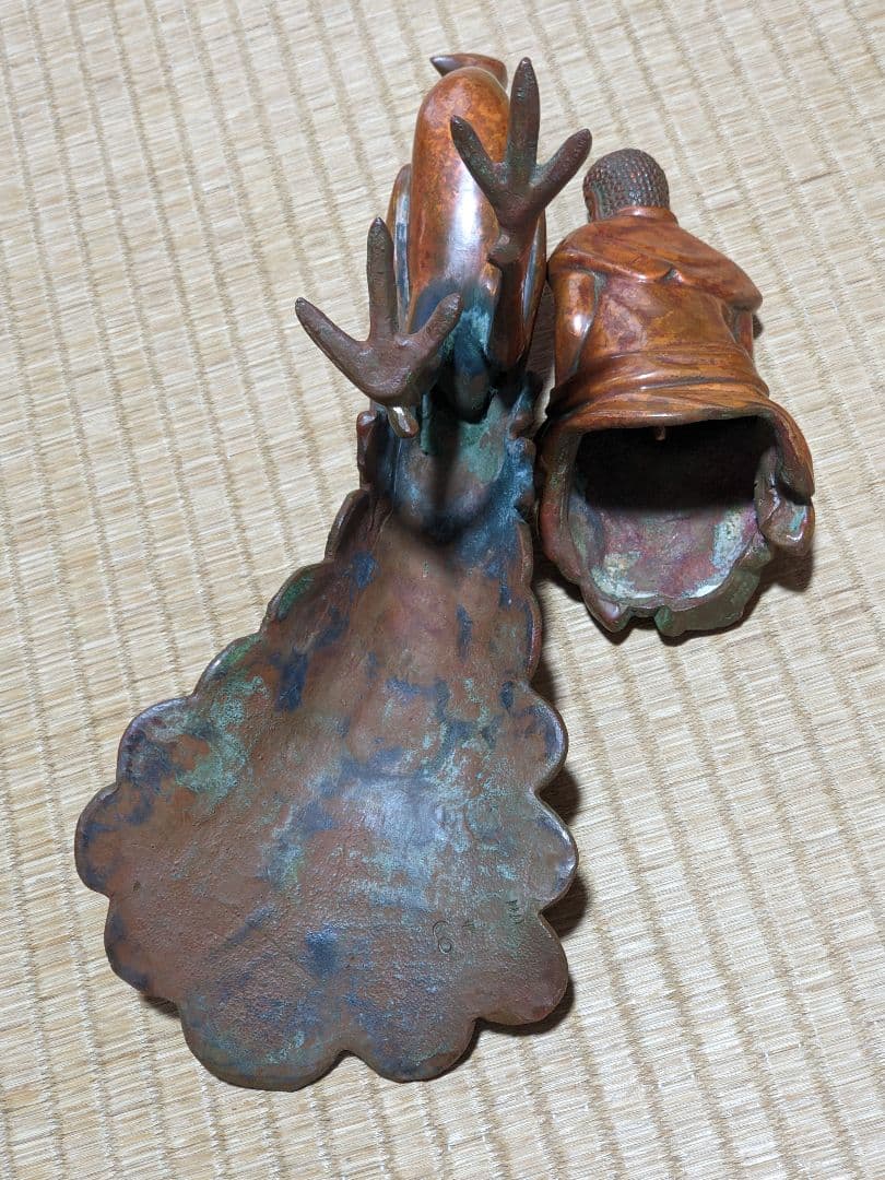 ♦孔雀明王 銅器 仏像 置物飾り災厄 煩悩 高岡銅器古作 縁起物 骨董品