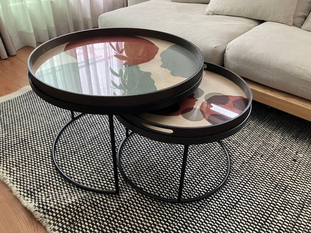 専用　Ethnicraft (海外輸入品)トレイ/ネスティングテーブル　小