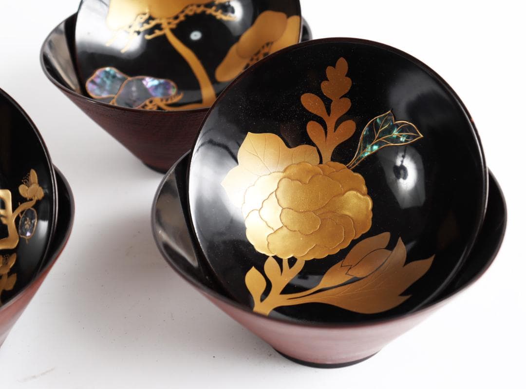 糸目 内梨地 螺鈿 花 図替 吸物椀 四客 蒔絵椀 懐石道具①