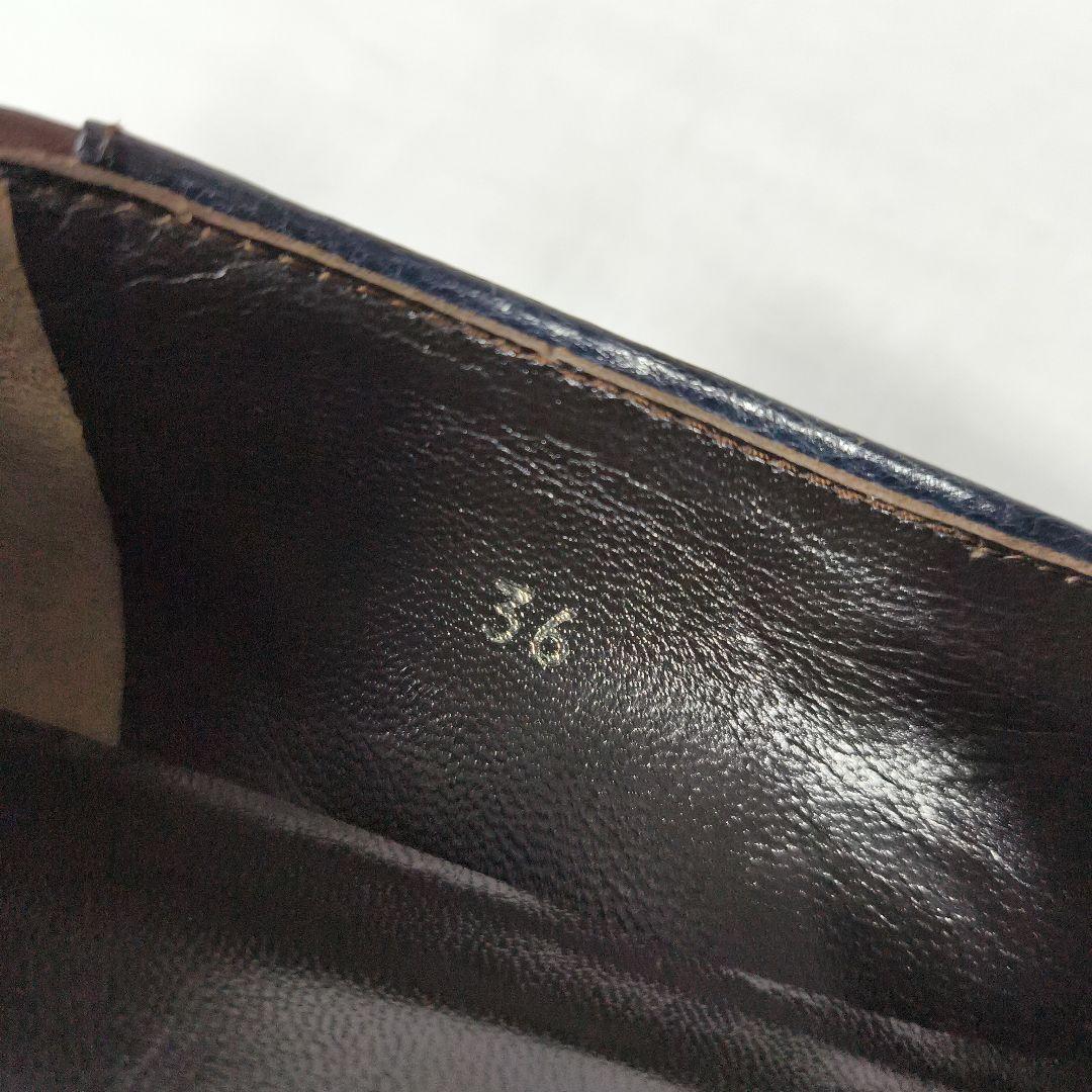 美品✨️　PRADA　プラダ　スクウェアトゥ　ローファー　ネイビー