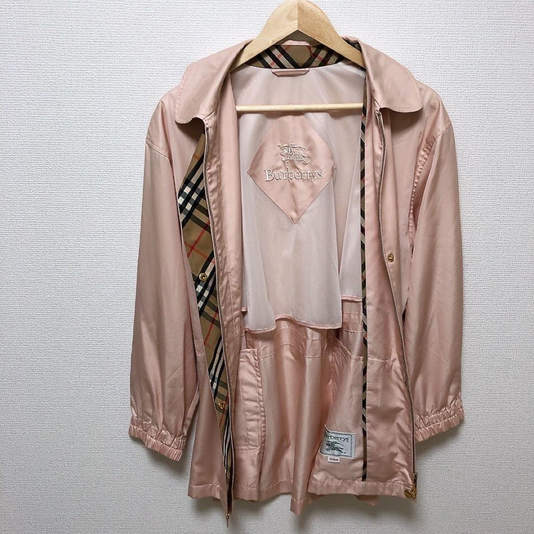 バーバリー　ブルゾンコート　金ボタン　ピンク　ノバチェック