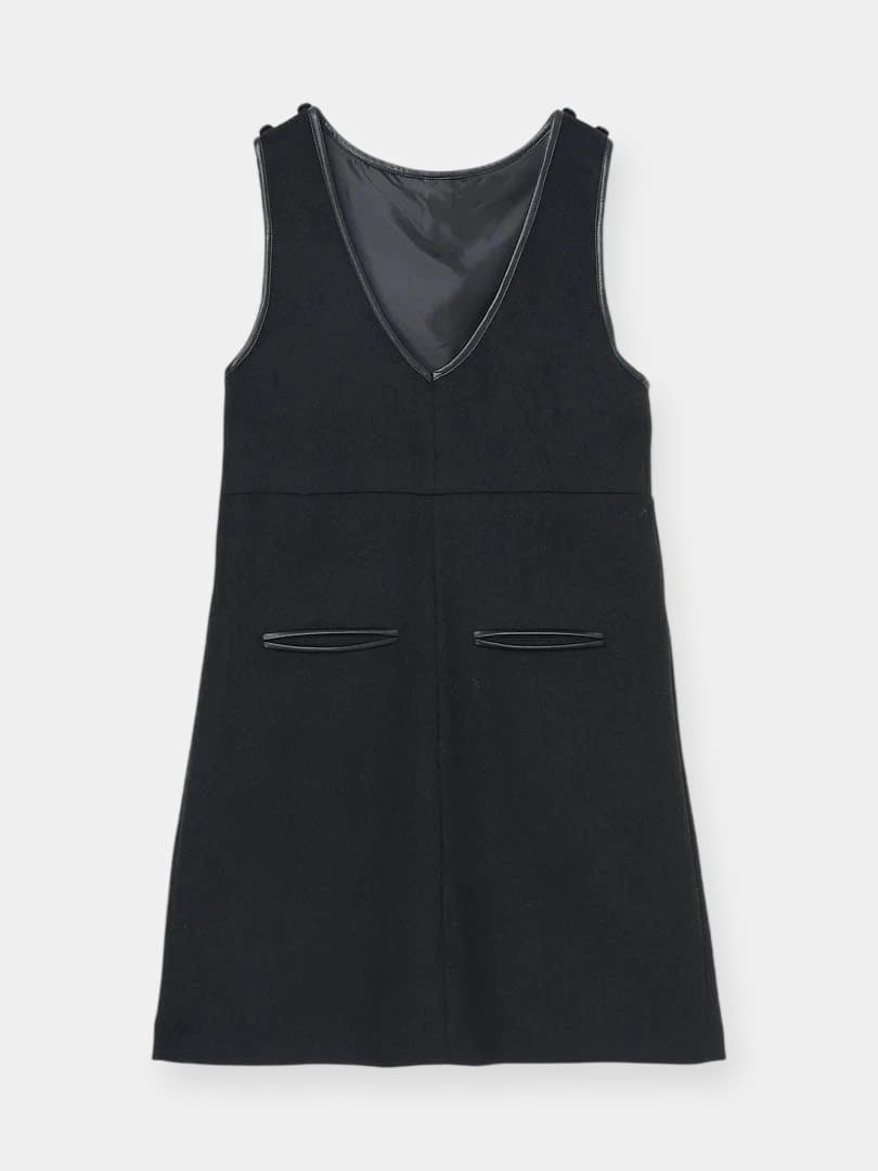 Leather Trimmed Wool Jumper Dress グレー