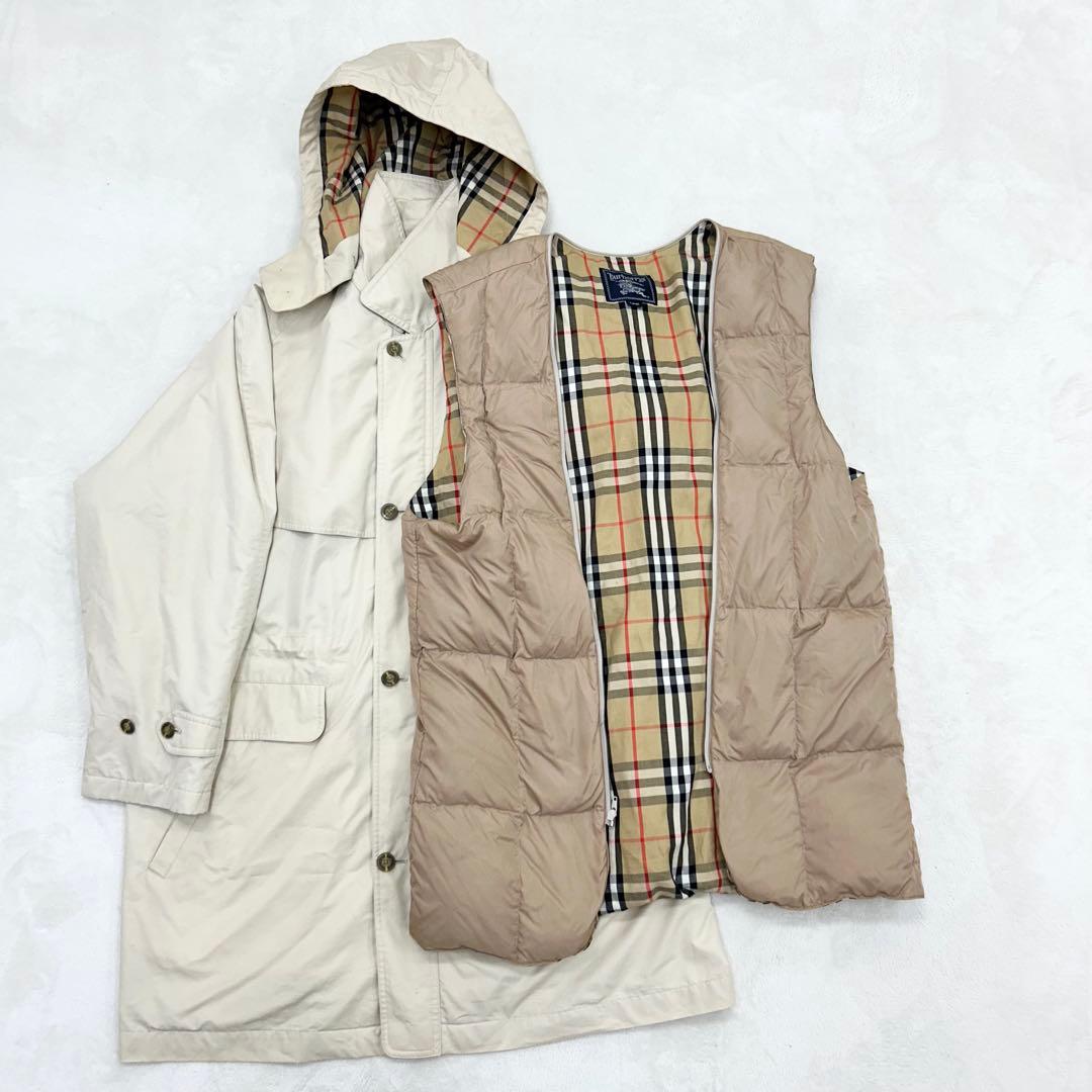 Burberry フード付ダウンライナーコート ノバチェック メンズＬ　ベージュ