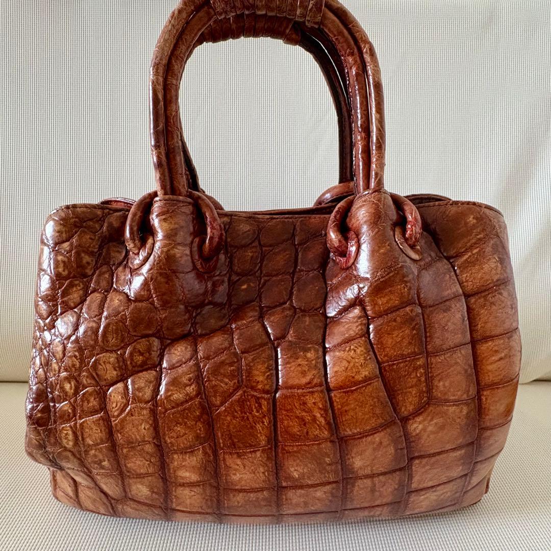 【美品】JRA認定 クロコダイル レザー 2WAY ハンドバッグ 本革 高級感
