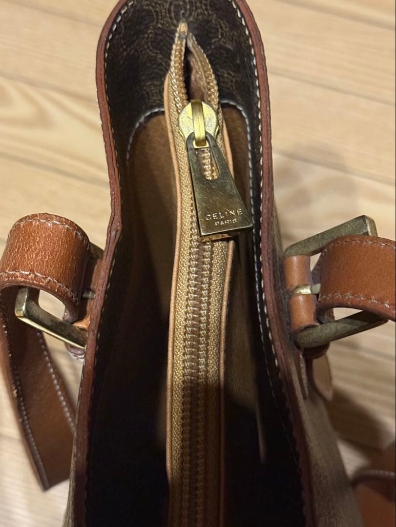 CELINE セリーヌマカダム柄 バケツ型ショルダーバッグヴィンテージ