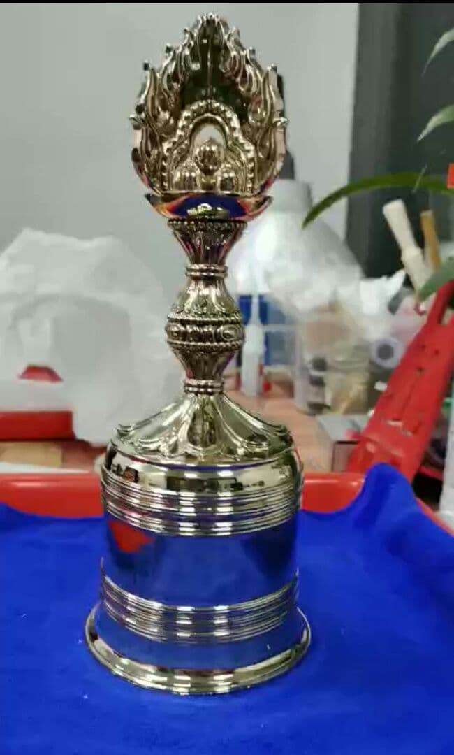 【修縁堂】チベット密教法器 宝珠鐘 チベタンベル 真鍮製 金剛鈴 仏教 25cm