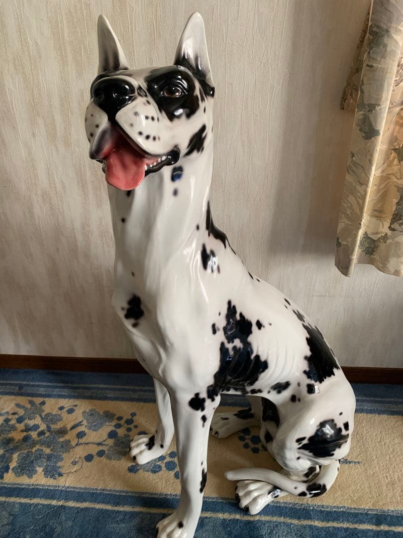 イタリア製　グレートデン　ドマン　陶器　犬　置物