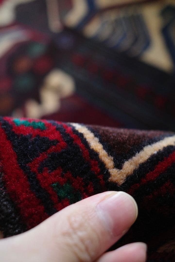 ヴィンテージラグ　トライバルラグ　バルーチ族　ウール(200×111cm)　茶