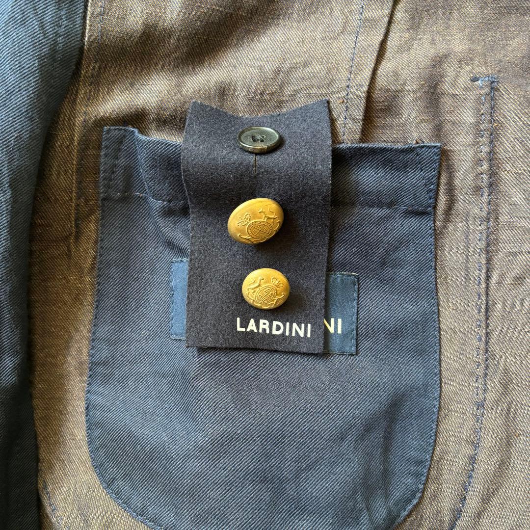 LARDINI ラルディーニ リネンコットン ダブル 紺ブレザー 金ボタン