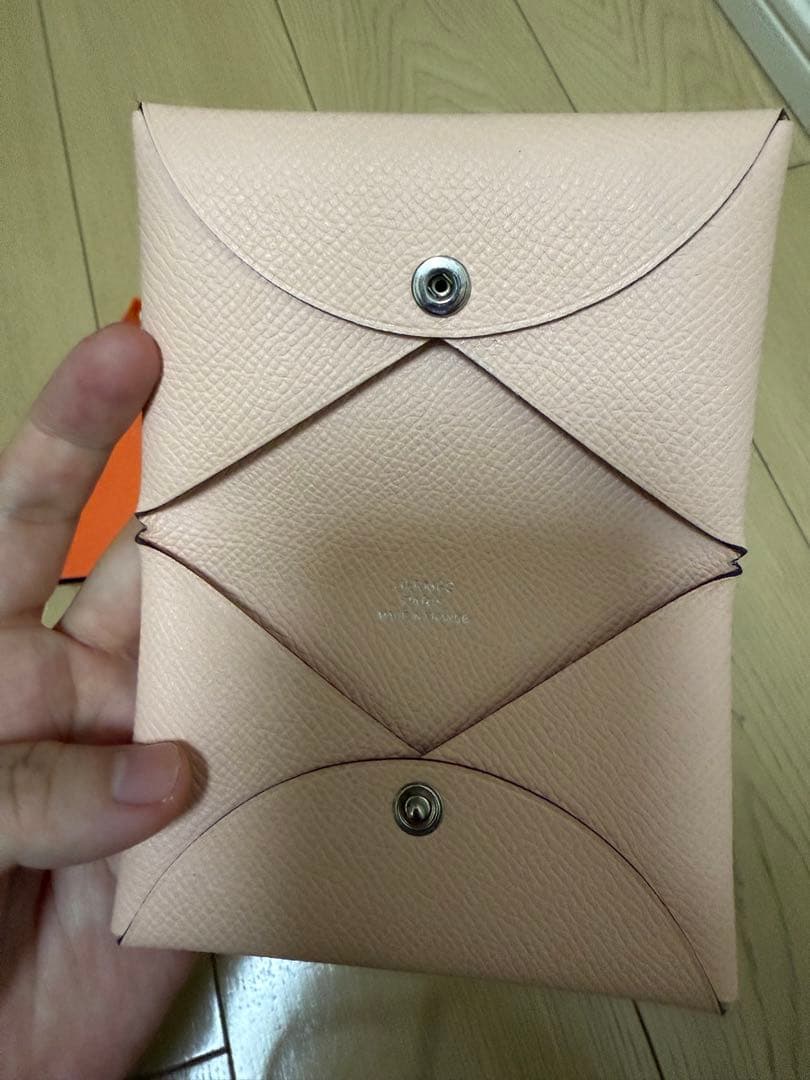 エルメス　ガルヴィ　名刺入れ　ピンク
