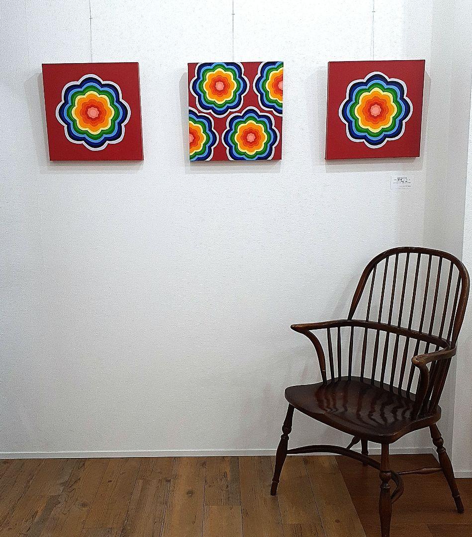 油絵　壁掛け曼荼羅　画家　小楠アキコ作品　サイズ40×40cm　三枚１セット
