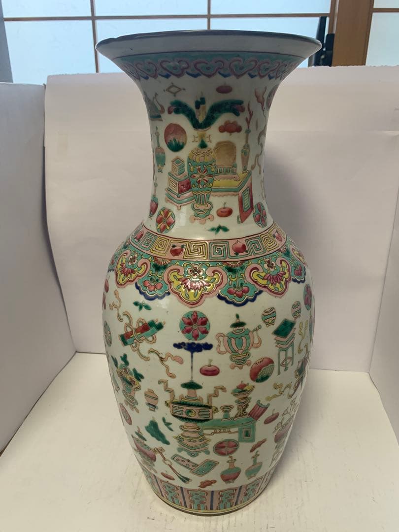 中国美術　粉彩大花瓶　送料込み