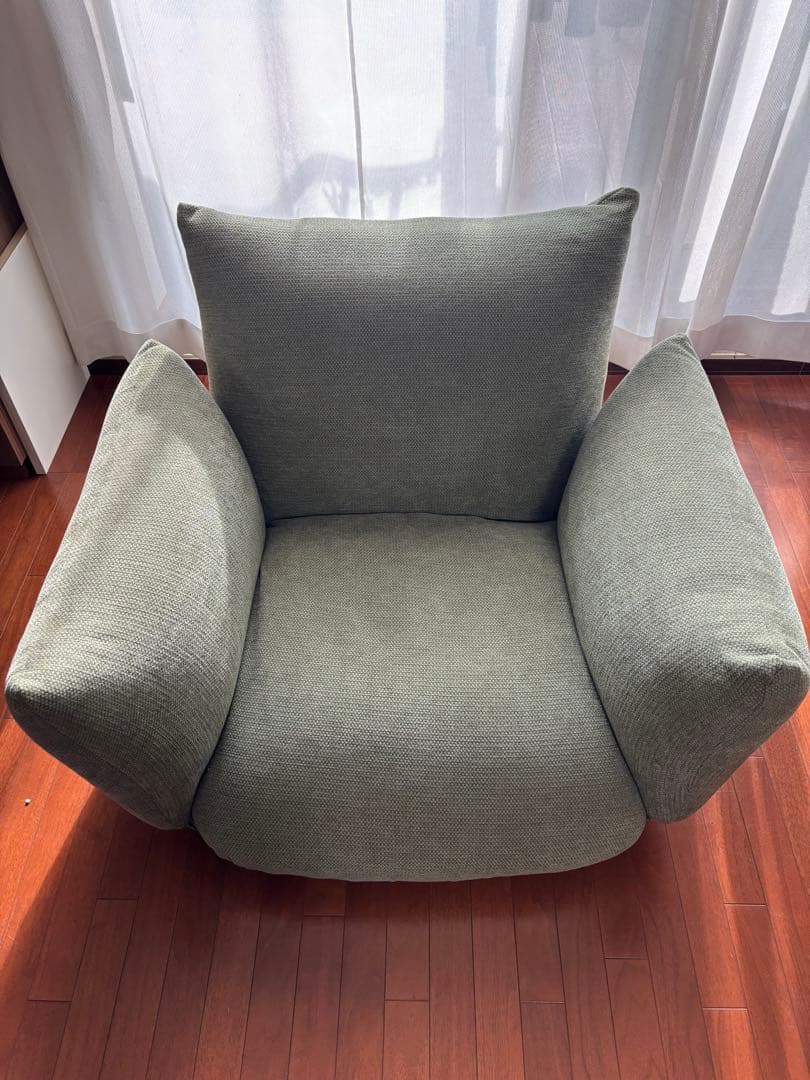 無印良品　MUJI リクライニング機能付きグリーン1人掛けソファ