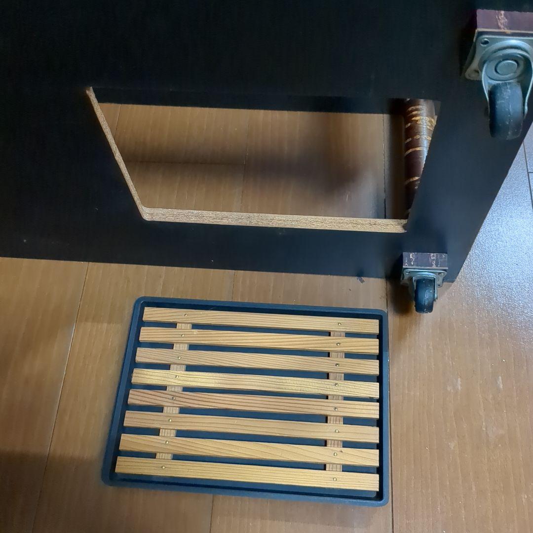 樺細工　キャスター付きポットワゴン　茶道具　飾り棚　ラック　桜　伝統工芸　レトロ