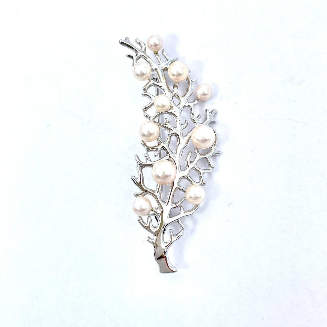 ミキモト 美品 パール 3.5-5.0mm ブローチ シルバー925 珊瑚