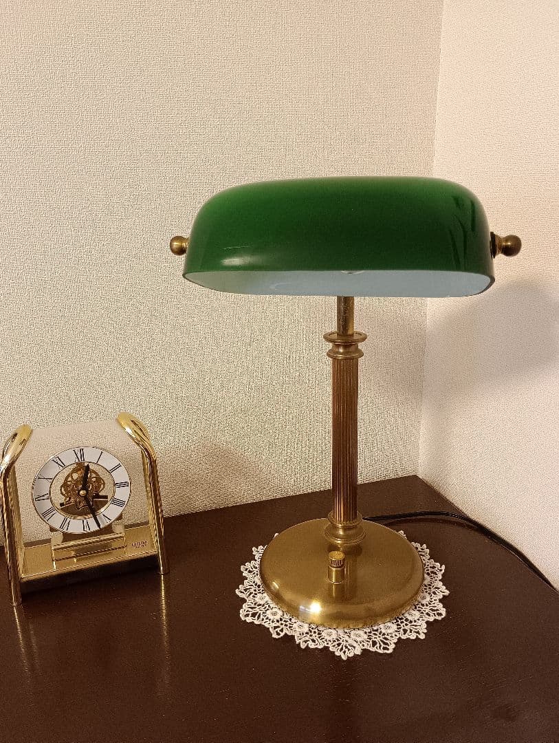 クラシック　グリーンシェード　真鍮調デスクスタンド 池田製作所　日本製