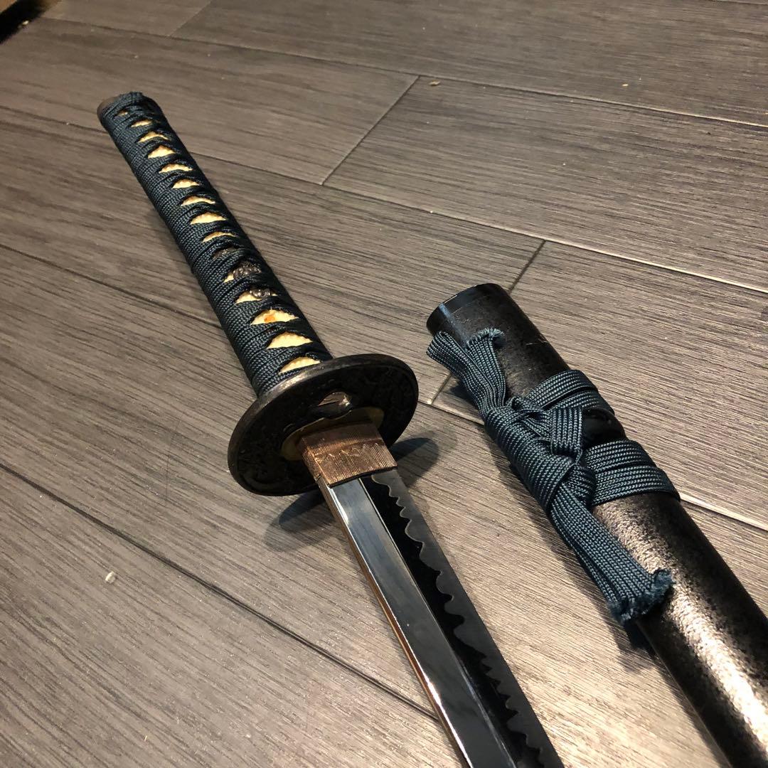 本格模造刀　太刀　居合刀　本研波刃　緑拵え　 刃長