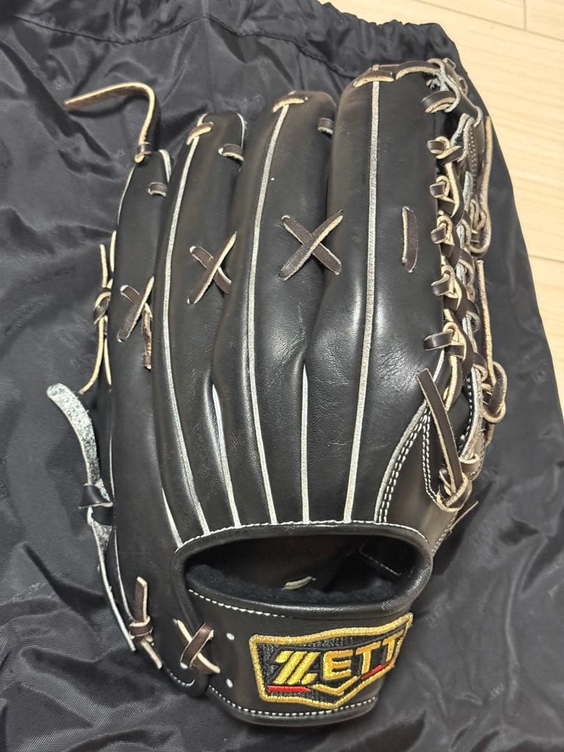 ZETTプロステイタス軟式野球外野グローブ 黒