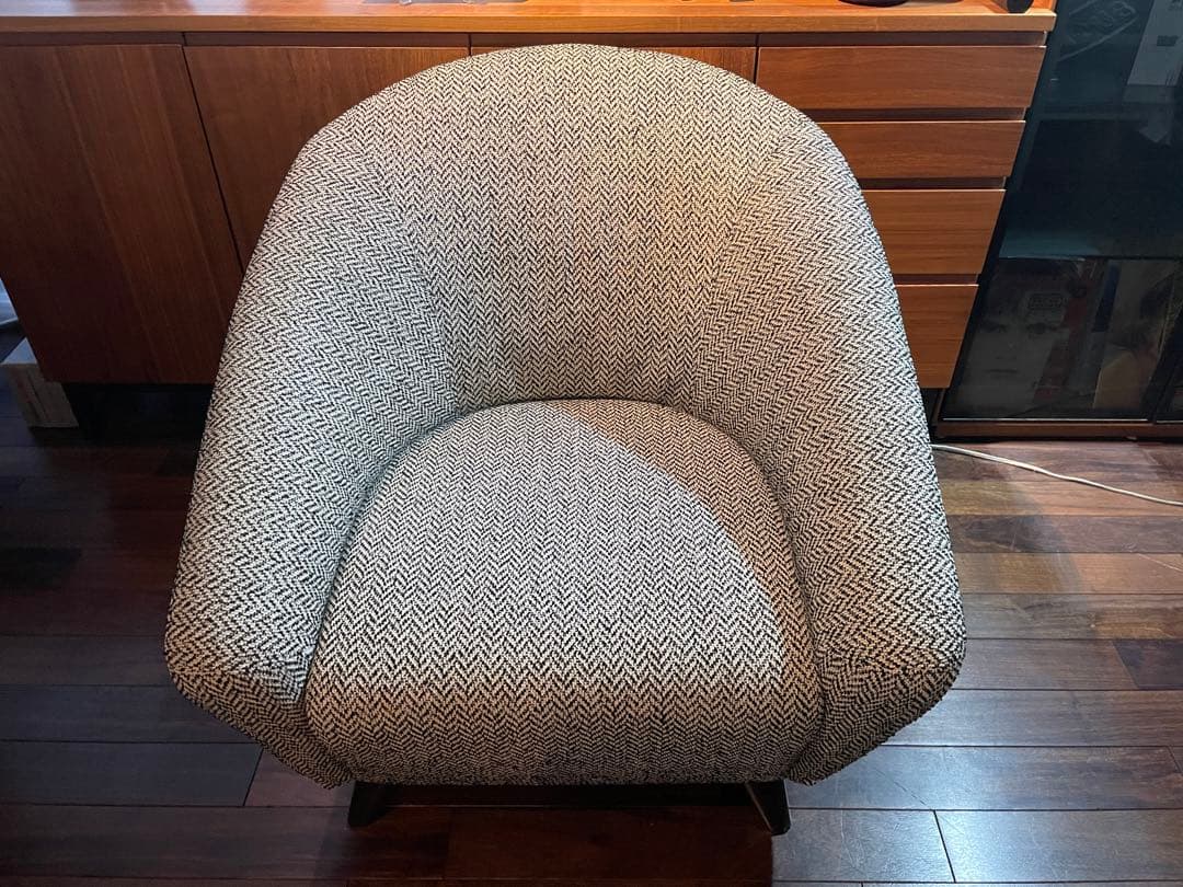 超美品■HUKLA 日本フクラ シングルソファー/1P/1人掛/ヘリンボーン織地