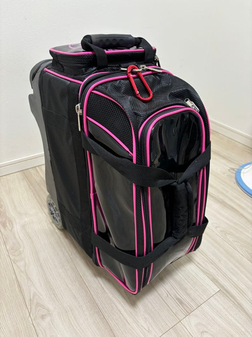 値下げ　ボウリング用バッグ 黒/ピンク 2個収納