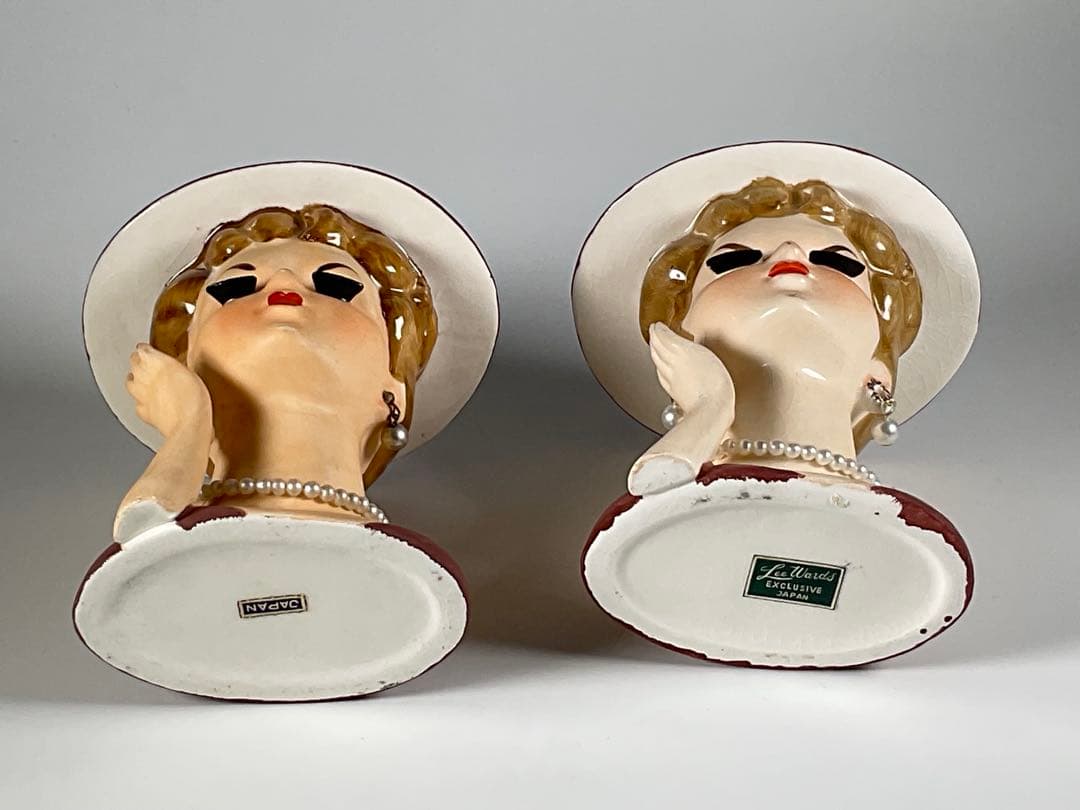 60sヴィンテージ　レディヘッドベース　陶器 花瓶　日本製　2点