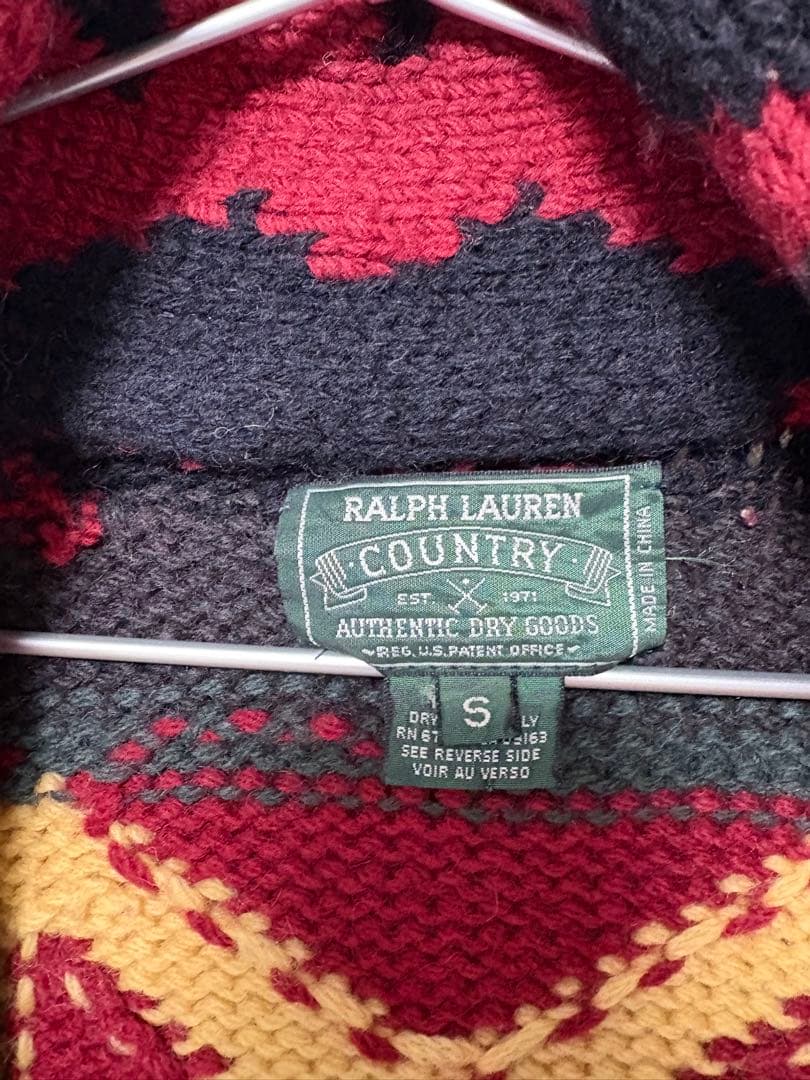 あ*ろ様 渋さ抜群 圧巻のネイティブ柄 ラルフローレン ニット カーディガン ガ