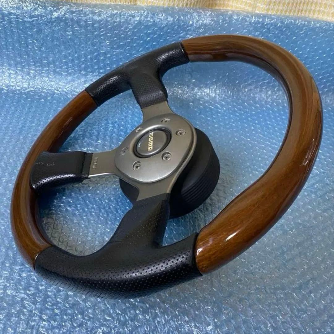 絶版品 希少 MOMO FIGHTER 35Φ レザー ウッドコンビ