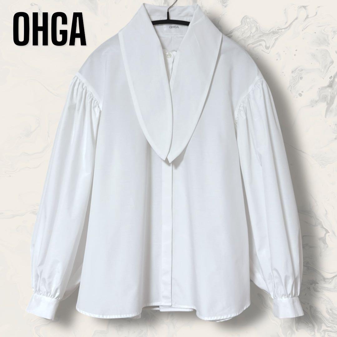 【未使用】 OHGA ボウタイ リボン ボリューム スリーブ ブラウス シャツ