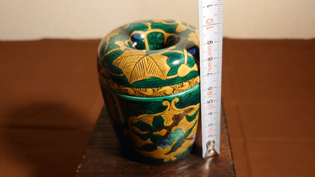 吉田屋窯　青九谷　青手　香炉　古九谷　アンティーク九谷焼　前田家　角福　１客