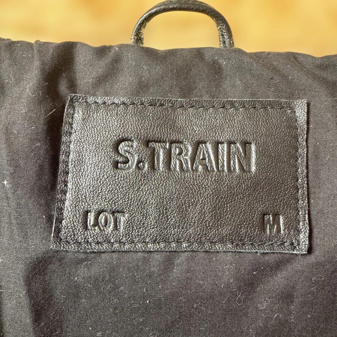 ラムレザー ダウンジャケット 羊革　襟ムートン　M ブラックXブラウン