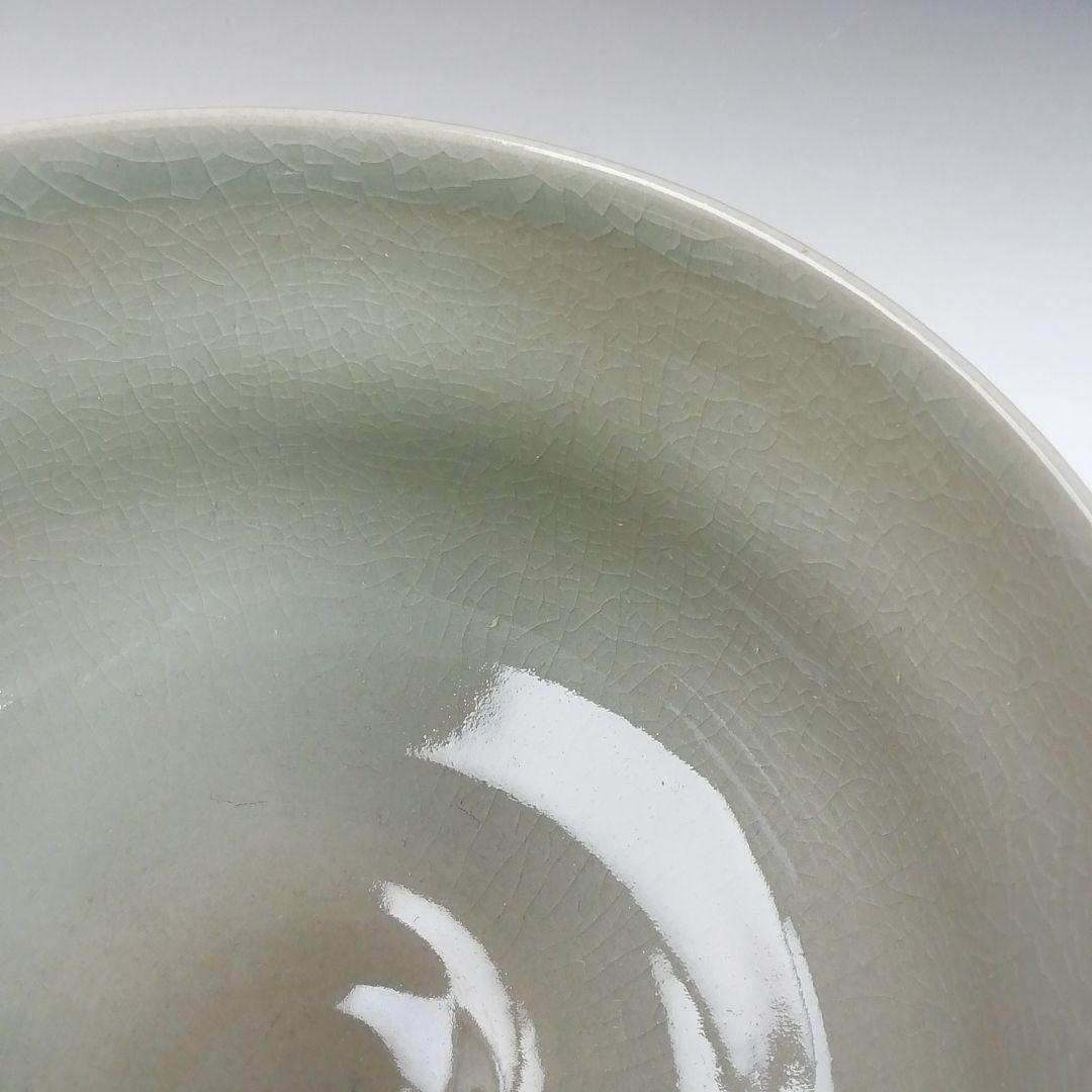 Ｗ１０４　茶碗　『肥後　高田焼』『象嵌茶碗』『十一代　上野才助 作』共箱　茶道具